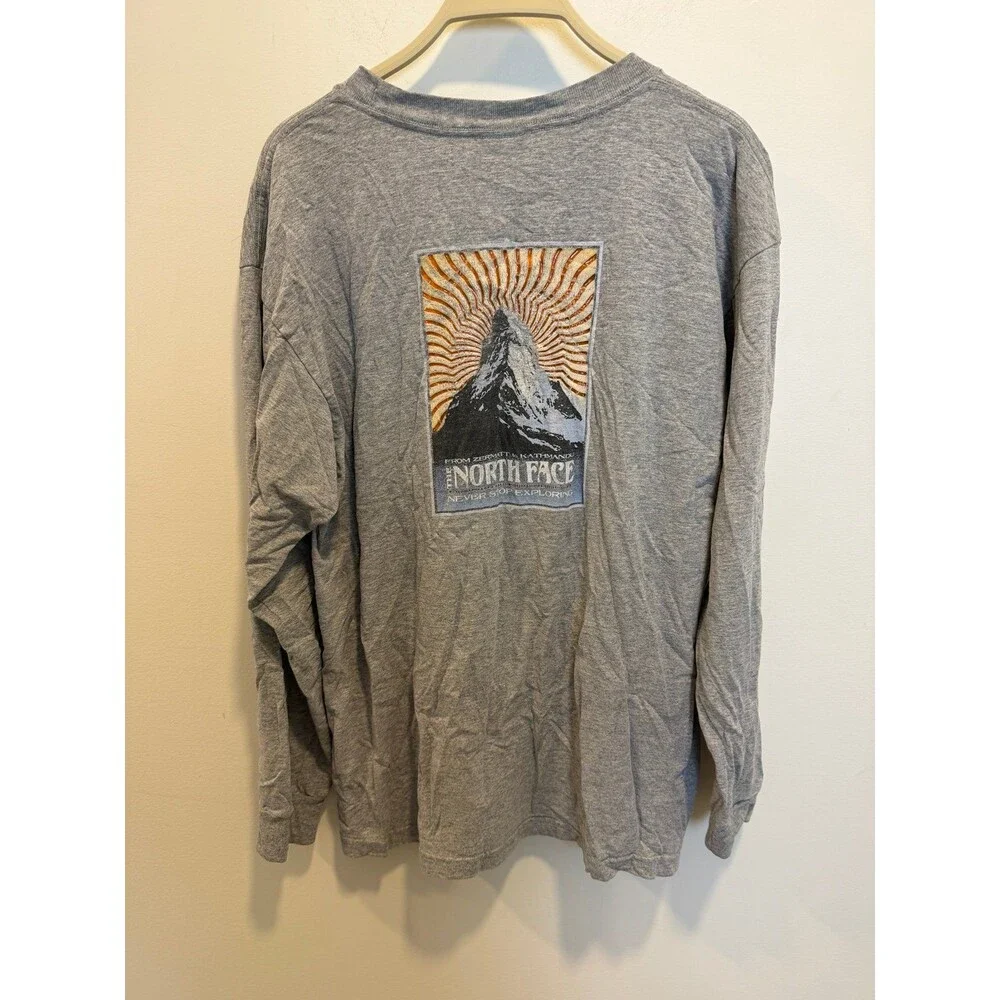 The North Face Men’s Long Sleeve Graphic T-Shirt Gray L – Vintage Mountain